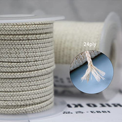 260 Foot Candle Wick, 24 PLY Braided Candle Wick Spool, Cotton & Paper Interwoven Core, Candle Wicks for Candle Making, Candle Wick Roll for DIY Candle Craft Making