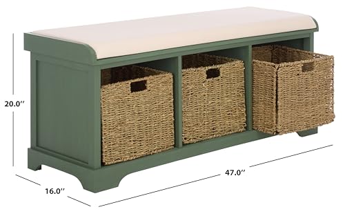 SAFAVIEH Furniture - Lonan Storage Bench - Dusty Green - Solid Wood - Farmhouse Lift-Top Design - Ideal for Entryway, Living Room, Hallway, 18" Seat Height (AMH5733J) - color: Dusty Green