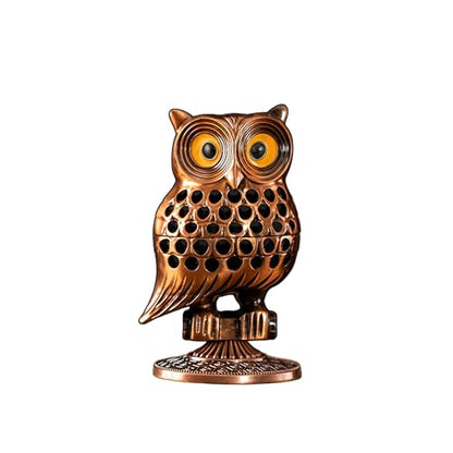 Alloy Owl Shaped Incense Burner with Incense Coils–(Bronze) - color: Bronze