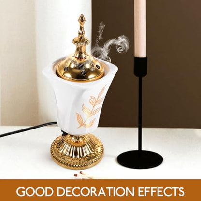 Garneck Electric Incense Burner - Middle Eastern Style Ceramic Censer for Home Decor Yoga Spa Aromatherapy