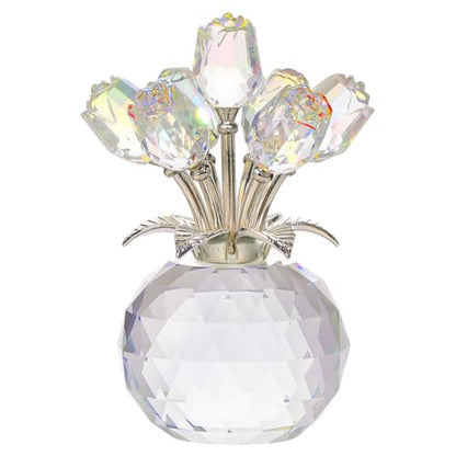 Movdyka Crystal Rose Glass Flowers with Vase Figurine Clear Home Decor - color: Clear-crystal Rose
