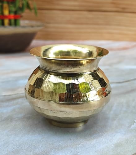 SHINDE EXPORTS small brass water pot kalash for pooja worship 2.3 inches (without lid)