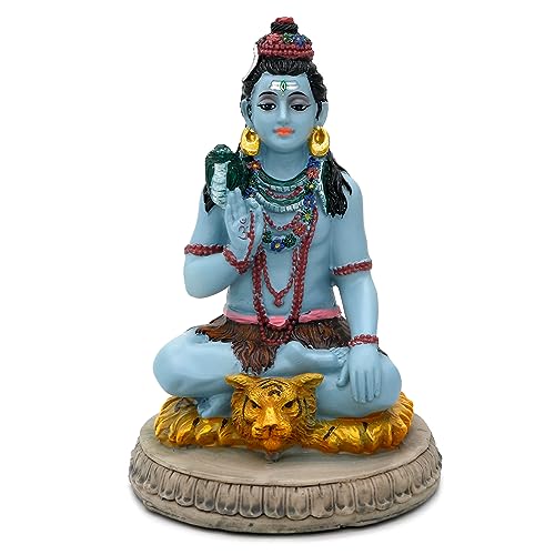 alikiki Hindu God Lord Shiva Statue - 5.7”H Shiva Idol Murti Pooja Item Puja Diwali Gifts for Indian Wedding Baby Shower Housewarming Gifts Altar Meditation Yoga Room Spiritual Decor