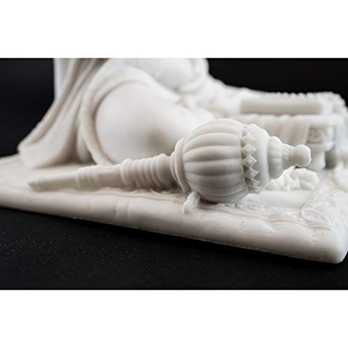 Top Collection 8" Hanuman Hindu Statue in White Marble Finish - Hindu God of Strength Figurine