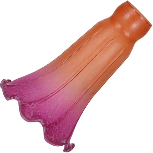 Bieye LS21 Lily Flower Blown Glass Lampshade (Orange Purple, Opening I.D. 1.26" x O.D. 1.5") - color: Orange Purple, size: Large I.D. 1.26" x O.D. 1.5"