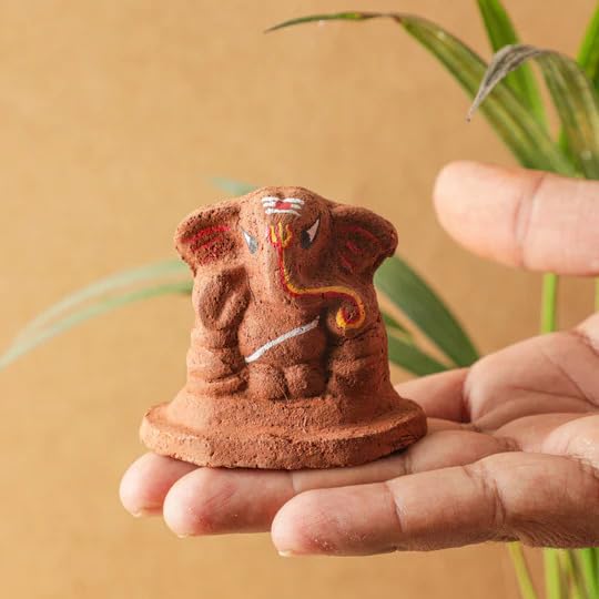 Desi Favors Natural Clay Mini Ganesha | Hindu Lord Ganesha Figurine for Car Dashboard, Temple & Home Decor Diwali Gifts | Indian God Figurine Mandir Pooja Wedding Gift, 2.5 Inch (Pack of 1) - style: Natural Clay Mini Ganesha