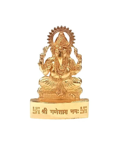 Lord Ganesha Statues- Hindu Elephant God Statue Sculpture Indian Ganesh Figurine Handmade (Mix Metal) Gift Decoration for Home, Temple, Office, Car (Ganesh Sitting Small)