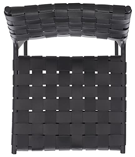 SAFAVIEH Home Collection Bahari Black Woven Leather/Black 26-inch Kitchen Island Breakfast Nook Counter Stool (Fully Assembled) - color: Black