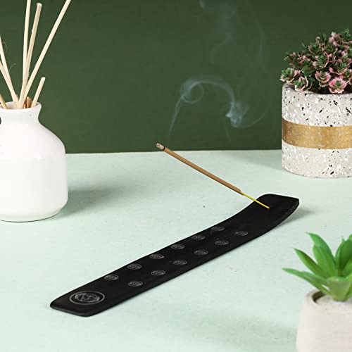 Bless-International Traditional-Handmade-Burner Wooden-Incense-Stick-Holder Ash-Catcher-Stand for-Aromatherapy-Meditation-Yoga (Black Strength) 10 Inches, Pack of 2 - color: Black Strength,10 Inch, size: Two Holders