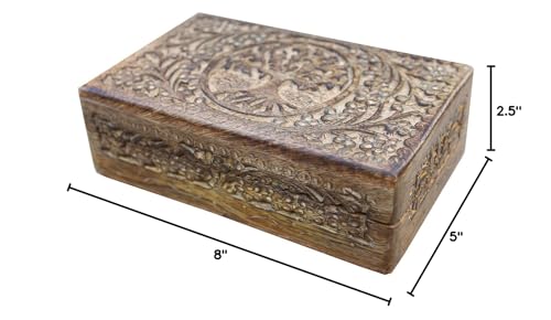 DharmaObjects Hand Carved Tree Of Life Wooden Storage Box