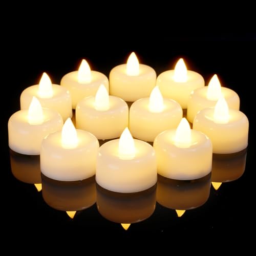 Amagic 12Pack Flameless LED Tea Lights Candles Battery Operated, Warm White - color: White, size: 12 Pack