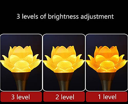 1 Pair - LED Glazed Lotus Buddhist Lamp USB Rechargeable - 8 inches - color: Golden, size: 8 inches