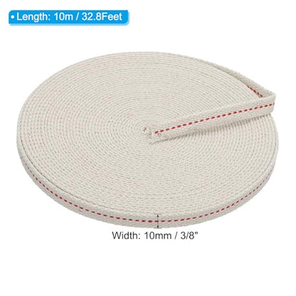 PATIKIL 3/8" Wide 33 Feet 100% Cotton Flat Wick, Oil Lamp Wicks with Red Stitch for Kerosene Lamp Lantern Oil Burner - color: Red, size: 3/8" x 33 Feet
