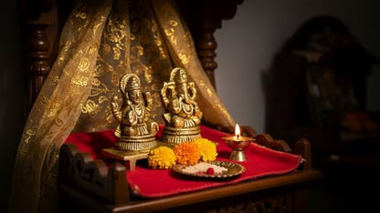 2 Inches Solid Brass Laxmi Ganesha Murti | Goddess Lakshmi & Lord Ganesha in Blessing Pose | Small Idol for Home Temple, Diwali Puja, & Prosperity Gifting - size: Laxmi-Ganesha