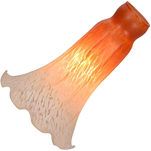 Bieye LS01 Lily Flower Blown Glass Lampshade (Orange White, Opening I.D. 1.26" x O.D. 1.5") - color: Orange White, size: Large I.D. 1.26" x O.D. 1.5"