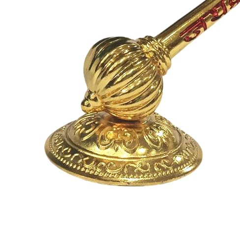 Lord Shree Hanuman Ji Gada with Jai Shree Ram Engraving Hanuman Ji Sota Idol for Mandir Pooja Room Home & Office Decor, Bajrangbali Sankat Mochan God Idol for Car Dashboard (Golden - Metal)