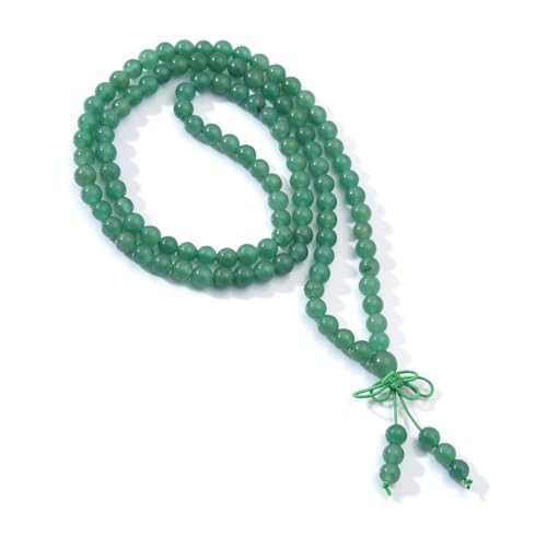 108 Mala Beads Stretch Bracelet 6mm Natural Gemstone Prayer Beaded Necklace - color: Green Aventurine