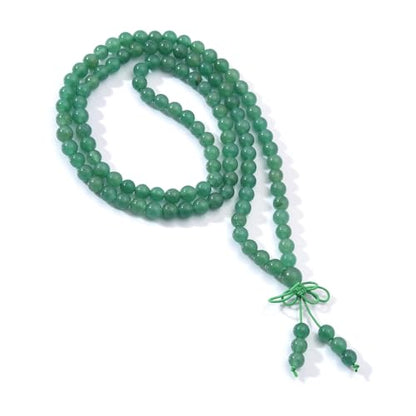 108 Mala Beads Stretch Bracelet 6mm Natural Gemstone Prayer Beaded Necklace - color: Green Aventurine