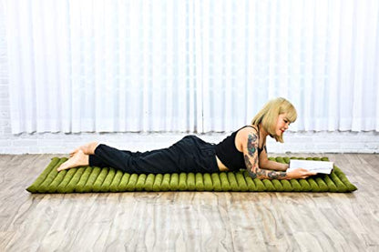 Leewadee Wide Thai Roll Mat 75 x 39 inches Kapok Firm - color: Cl23 - Green, size: L: 75x39"