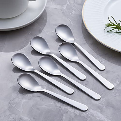 Demitasse Espresso Spoons, Stainless Steel Satin Finish Coffee Spoons, Mini Teaspoons, Sugar Spoons, 4.7-inch, Set of 6, Silver, 6-PIECE, 1 - color: Silver