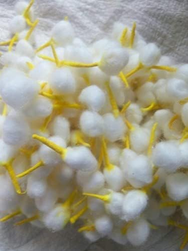 Raw Cotton Chandan Tip Wicks Hand Made Round Shape Diya Batti Ghee Wick Phool Batti for Puja Long Diya Jyot Rui Batti Deepam Vattulu Pooja Articles - Cotton Pack of 500 Pieces