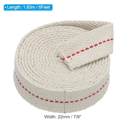 PATIKIL 7/8" Wide 6 Feet 100% Cotton Flat Wick, Oil Lamp Wicks with Red Stitch for Kerosene Lamp Lantern Oil Burner - color: Red, size: 7/8" x 6 Feet