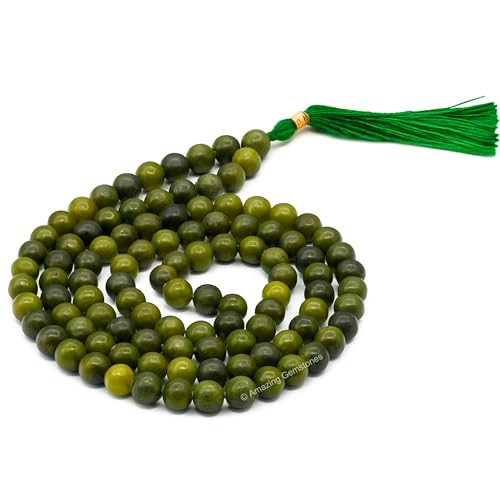 Green Jade Mala Beads - 108 Prayer Beads for Meditation, Plain - color: Green Jade, style: Plain