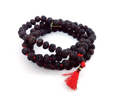 BRIJ HAAT Panch mukhi Black rudraksha mala 108+1 Beads for meditation Black