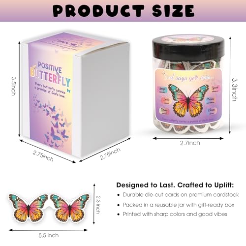 Positive Butterfly Jar - Christian Graduation Gifts for Hers, Butterfly Gifts For Women, Daily Affirmations Card, Birthday Gift for Women - style: Positive Butterfly Jar