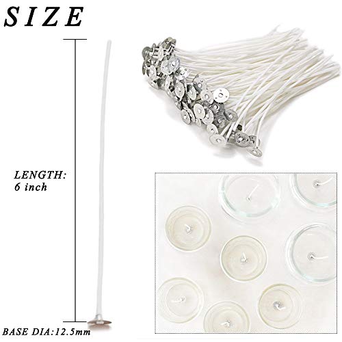 EricX Light 100 Piece Natural Candle Wick, Low Smoke 6" Pre-Waxed & 100% Natural Cotton Core,For Candle Making,Candle DIY