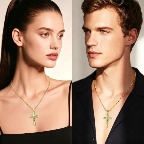 ROMANTICWORK Cross Pendant Necklace 14k Gold Plating Christian Crucifix Necklace Religious Confirmation Jewelry Gifts for Men Women - color: Abalone Shell Cross