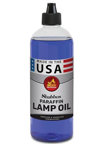 Ner Mitzvah Paraffin Lamp Oil - Blue Smokeless, Odorless, Clean Burning Fuel for Indoor and Outdoor Use with E-Z Fill Cap and Pouring Spout - 32oz - color: Blue