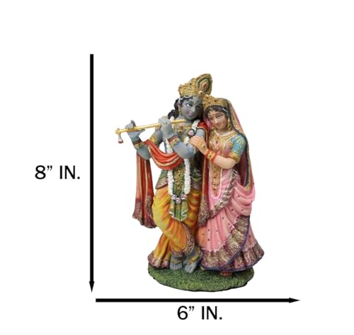 Ebros Gift Eastern Enlightenment Hindu Vedic Radha and Krishna Statue 8" Tall Avatar of Vishnu and Shakti Gods Divine Love in Male and Female Aspects