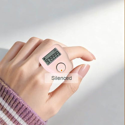 Rechargeable Silent Finger Counter 6 Channels Digital Tasbih Tally Clicker with LED for Prayer Knitting Sports Gift - color: Pink