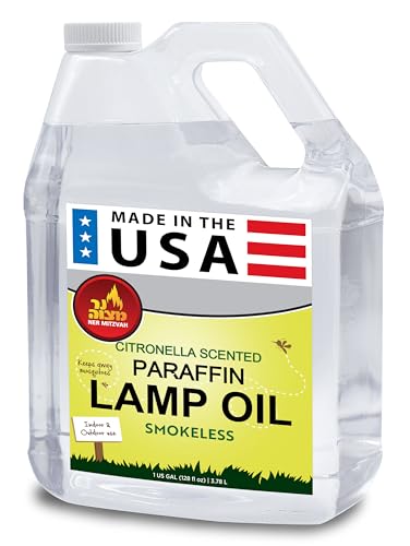Ner Mitzvah Citronella Scented Lamp Oil, 1 Gallon - Smokeless and Odorless Insect and Mosquito Repellent Paraffin Lamp Oil for Indoor and Outdoor Lanterns, Torches, Oil Candle - size: 1 Gallon