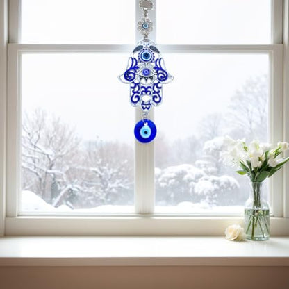 Betterdecor Blue Evil Eye Hamsa Hand Hanging Home Office Decoration-023