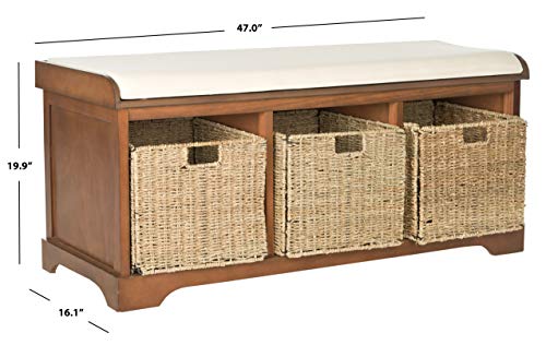 SAFAVIEH Furniture - Lonan Storage Bench - Brown - Solid Wood - Farmhouse Lift-Top Design - Ideal for Entryway, Living Room, Hallway, 18" Seat Height (AMH5733D) - color: Brown