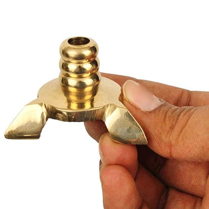 Putrika Traditional Handicrafted Brass Wick Holder|Thiri Stand|Batti Stan |Wick Sustainer Candle Wick Holder|Cotton Wick Holder for Pooja Fits in All Type Diyas - Wick Holder (Big, 4)