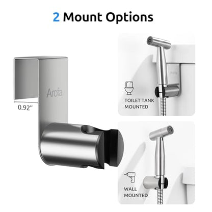 Arofa Hands-Free Bidet Sprayer for Toilet, Adjustable Water Pressure - color: Stainless Steel(One-touch), size: 1 Pack