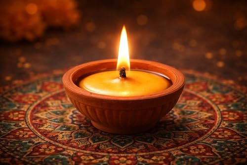 SoulLight Cow Ghee Diya Wicks (100 Pieces) | Handmade Ready-to-Use Pooja Batti | Wax-Free Traditional Diya Wicks | Made in India