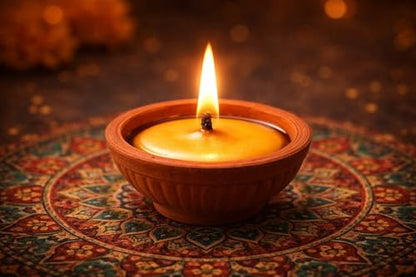 SoulLight Cow Ghee Diya Wicks (100 Pieces) | Handmade Ready-to-Use Pooja Batti | Wax-Free Traditional Diya Wicks | Made in India