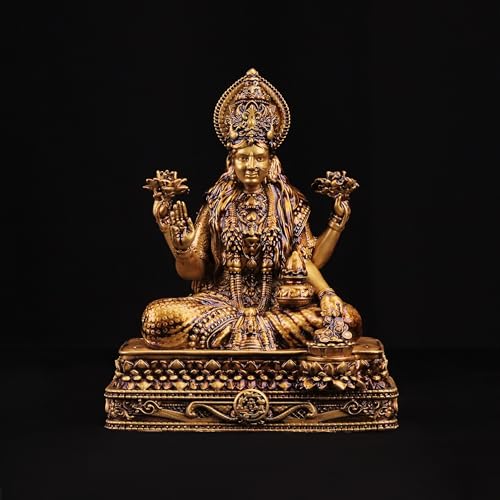 Artarium Lakshmi Idol Statue 6 Inch Antique Finish, Goddess Lakshmi Murti, Hindu Goddess of Wealth & Prosperity Figurine for Home Temple, Pooja Mandir, Office Desk, Meditation Altar & Spiritual Gift - color: Shree Laxmi (6 Inch)