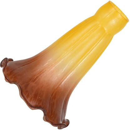Bieye LS18S Lily Flower Blown Glass Lampshade (Yellow Brown, Opening I.D. 0.87" x O.D. 1") - color: Yellow Brown, size: Small I.D. 0.87" x O.D. 1"
