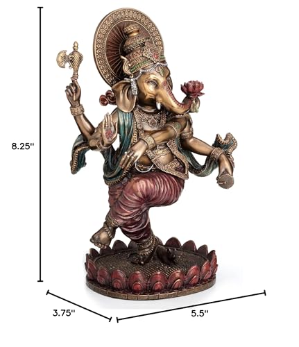 Veronese Design 8 1/4 Inches Dancing Ganesha Hindu God Idol Cold Cast Resin Statue Bronze Finish
