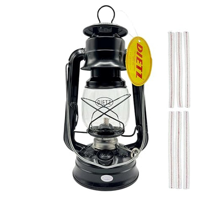 Light of Mine - Dietz #76 Original Black Oil Lantern Bundle Including 6-Pack of 100% Cotton 1/2" Replacement Wick Strips (#76, BLK) - style: Black