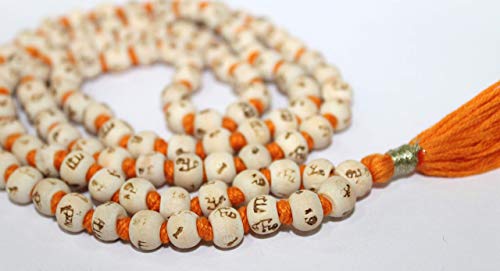 IS4A White Tulsi Japa Mala 108+1 8mm Hare Rama Hare Krishna Beads