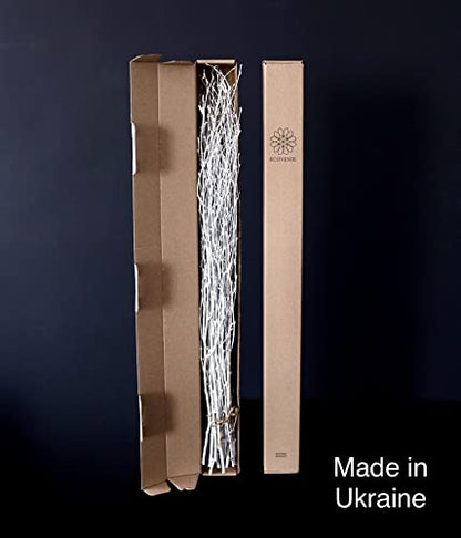 ECOVENIK 25 psc - Branches - 73 cm, Natural Birch Twigs, Pack of 20-25 Stems, Long for Floor vases, (White-Grey ) - size: 25 psc - white grey