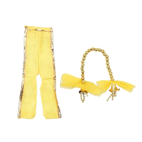 Laddu Gopal Dress with Mukut Bal Krishna Kanha ji God Vastra-Yellow (10")