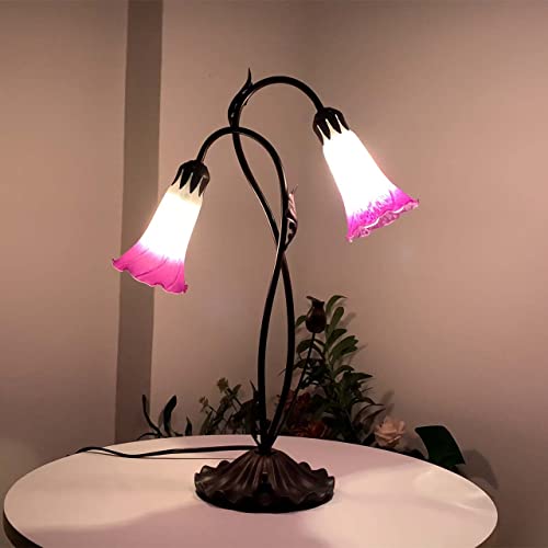 Bieye LS03 Lily Flower Blown Glass Lampshade (White Purple, Opening I.D. 1.26" x O.D. 1.5") - color: White Purple, size: Large I.D. 1.26" x O.D. 1.5"