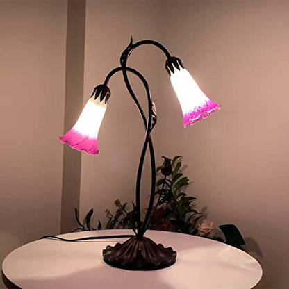 Bieye LS03 Lily Flower Blown Glass Lampshade (White Purple, Opening I.D. 1.26" x O.D. 1.5") - color: White Purple, size: Large I.D. 1.26" x O.D. 1.5"